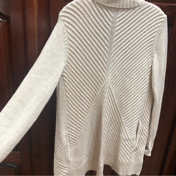 H by Halston Ivory Oatmeal Open Front Ribbed Cardigan Oversized Sweater Sz M - Picture 7 of 12